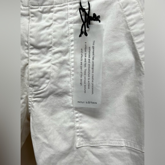 NILI LOTAN  White gathered ankle military cargo crop pants size 4 - Picture 9 of 14